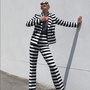 High Waisted Striped Flare Pant